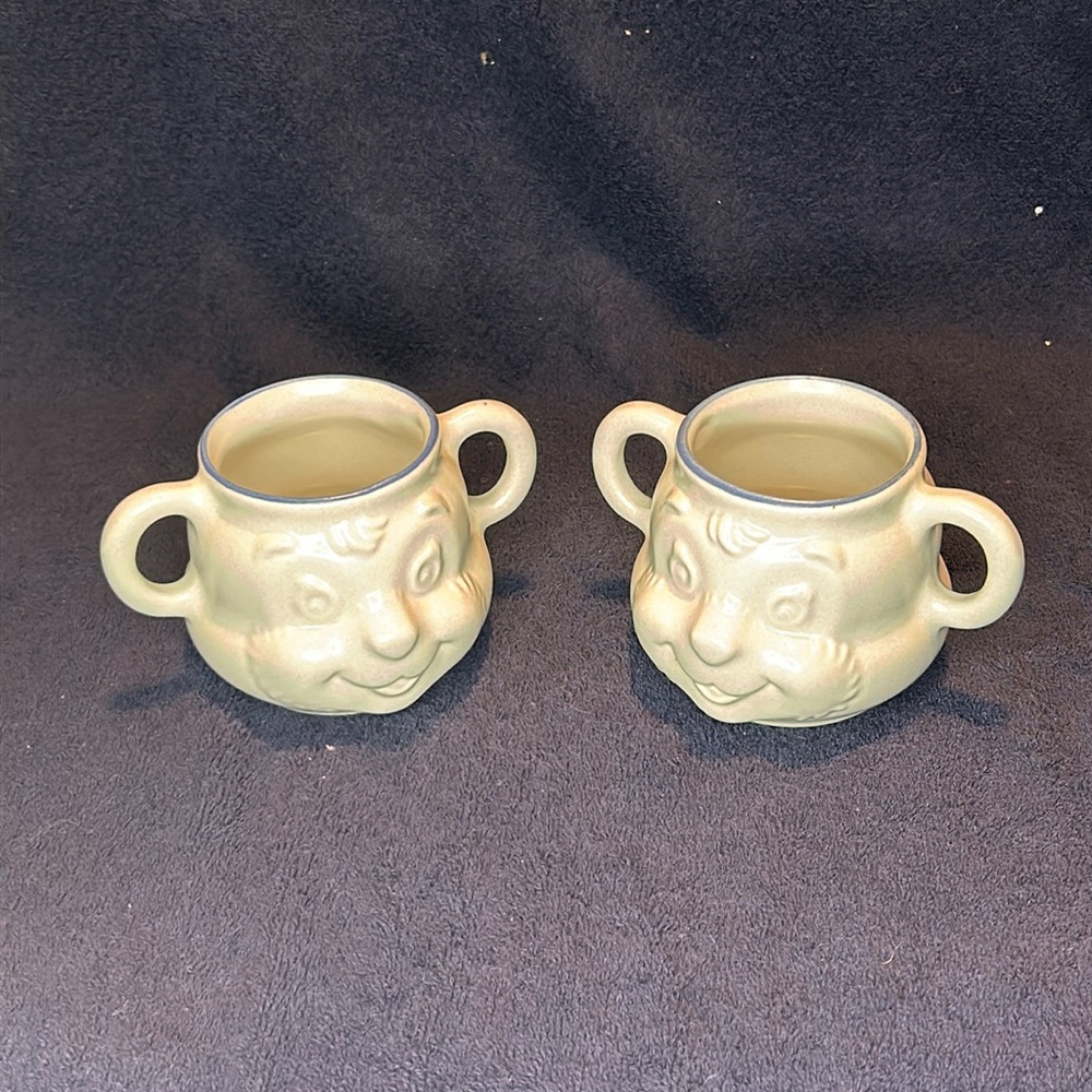 Bear Toddler Mug (pair). Pfaltzgraff stoneware two handle mugs. Vintage